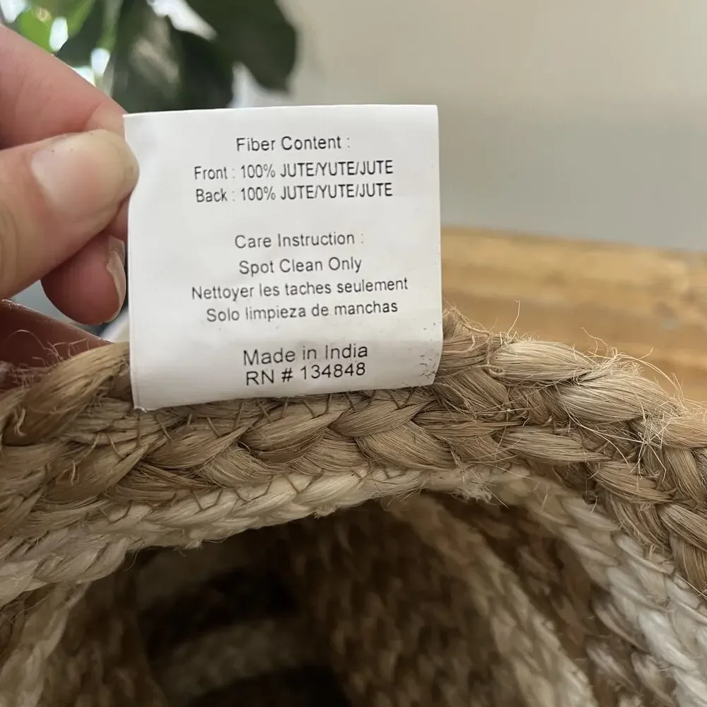 LR Home Natural Beige Jute Striped Storage Decorative Basket